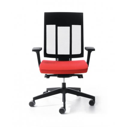 Ergonomická kancelárska stolička XENON NET 100, Profim, otočná, červené kreslo so sieťovým operadlom, spredu