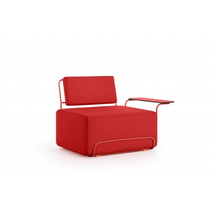 LILLY lounge armchair right 45 plain red