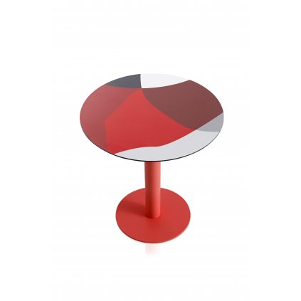 Abstrakt Mona column leg dining table d70 top red