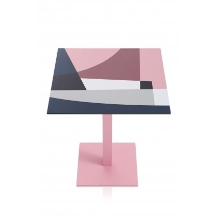 Abstrakt Mona column leg dining table 70x70 top pink