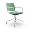 Konferenčná otočná stolička NORMO 500HS LP s podrúčkami, bez koliesok, zelená pracovná stolička do kancelárie alebo home office, zozadu