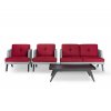Dizajnová dvojpohovka OCTOBER 21 wood, Profim, sivo červená sedacia súprava, retro štýl