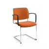 Konferenčná čalúnená stolička hojdacia BIT 570V, Profim, oranžová, rokovacia stohovateľná stolička s podrúčkami do kancelárie