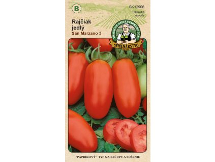 Zrelé paradajky odrody San Marzano s podlhovastým tvarom a hustou dužinou, ideálne na omáčky a zaváranie