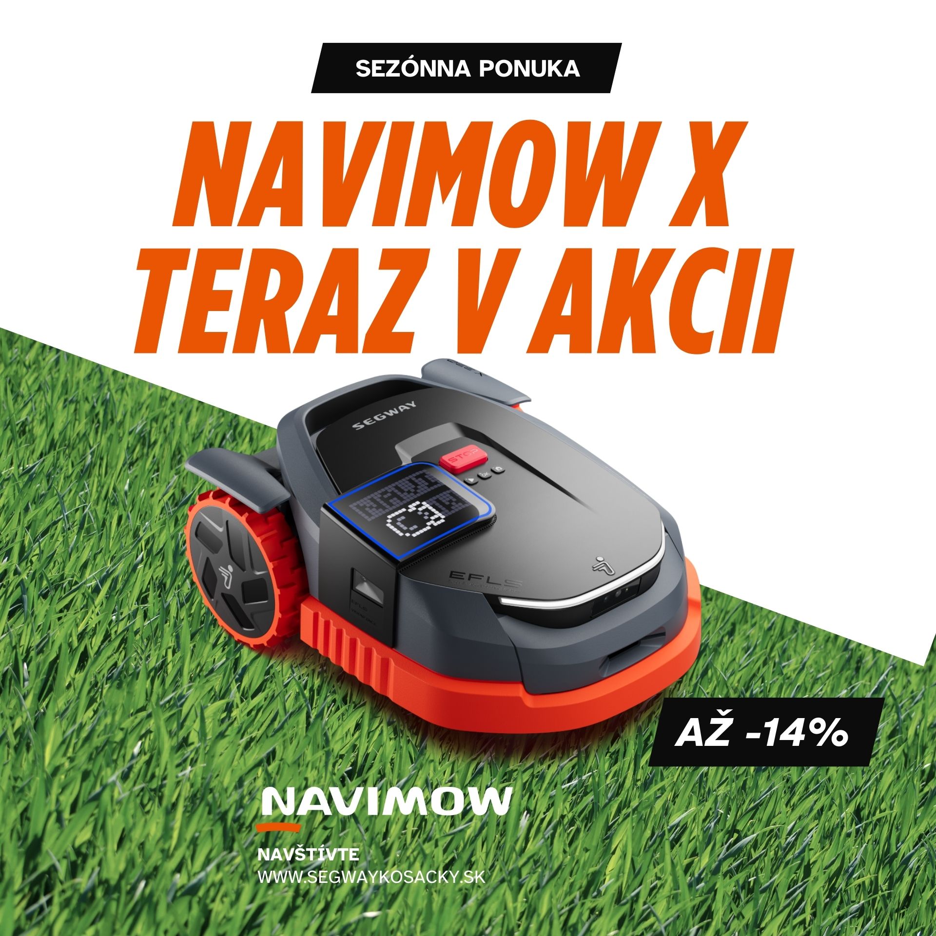 Zľavová akcia na robotické kosačky Segway Navimow X-Series
