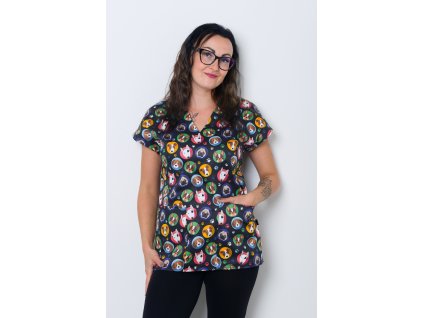 Halena DÁMSKÁ bez rukávu - Psi v kolečku - PREMIUM