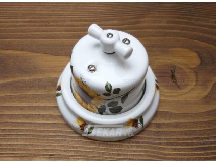 Keramický otočný č.7 bílý vysoký dekor + rámeček