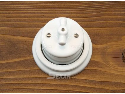 Keramický otočný vypínač č.7 bílý vysoký + rámeček