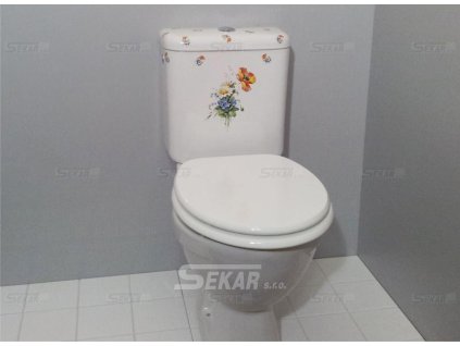 Toaleta s dekorovanou nádrží