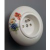 Luxusní historická retro porcelánová zásuvka slonová kost s dekorací Vlčí mák 63 T0263b