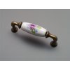 Porcelánová rustikální úchytka 96mm Clematis 97 staromosaz 09