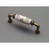 Porcelánová úchytka, úchytka s porcelánem, keramická úchytka 128mm bílá s dekorací Házenky 43 15136K09643.09 staromosaz