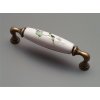 Porcelánová rustikální úchytka 128mm BŘEČŤAN 68 staromosaz 09