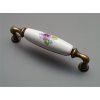 Porcelánová rustikální úchytka 128mm Clematis 97 staromosaz 09