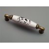 Porcelánová rustikální úchytka 128mm KRAVIČKA 8A staromosaz 09