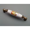 Porcelánová rustikální úchytka 128mm KRAVIČKA 9D staromosaz 09