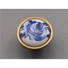 keramická rustikální knopka 40mm 24916K04096.09 Modrá růže II. 96 staromosaz 09