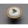 Porcelánová rustikální úchytka knopka 40mm Břečťan II. 67 staromosaz 09