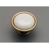 Porcelánová úchytka knopka 40mm bílá bez dekorace povrch staromosaz 09