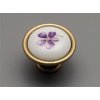 Porcelánová úchytka knopka 40mm FIALKY 49 povrch staromosaz 09