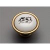 Porcelánová úchytka knopka 40mm KRAVIČKA 8A povrch staromosaz 09