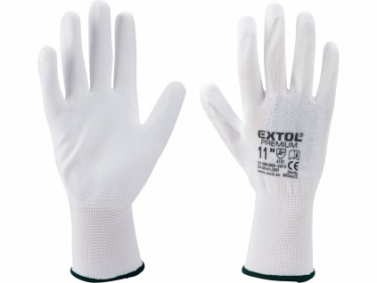 6375 rukavice z polyesteru polomacane v pu biele 9 extol premium