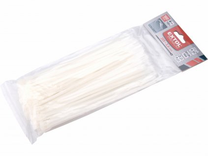 12039 pasky stahovacie biele nizkoprofilovy zamok 3 6x205mm 100ks nylon pa66 extol premium