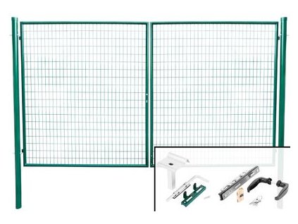 Brána Strend Pro METALTEC DUO, 3580/1750/100x50 mm, zelená, dvojkrídlová, záhradná, ZN+PVC, RAL6005