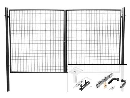Brána Strend Pro METALTEC DUO, 3580/1950/100x50 mm, antracit, dvojkrídlová, záhradná, ZN+PVC, RAL7016