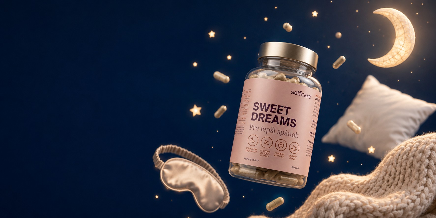 SWEET DREAMS s melatonínom sa vznáša medzi vankúšom a mesiacom — selfcare