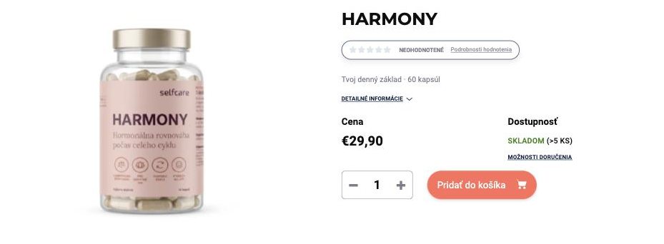 Detail produktu HARMONY s cenou, dostupnosťou a tlačidlom Pridať do košíka