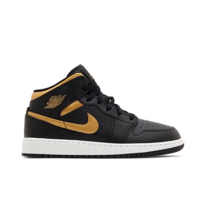 Air Jordan 1 Mid GS 'Black Metallic Gold'