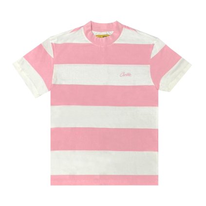 Corteiz Allstarz Striped Tee 'White/Pink'