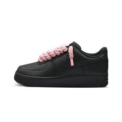 Nike Air Force 1 Black Rope Laces Pink