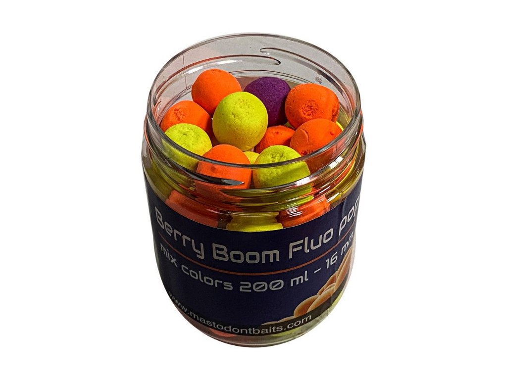 Mastodont Baits Boilie Berry Boom Fluo pop-up mix colors 200ml 16mm