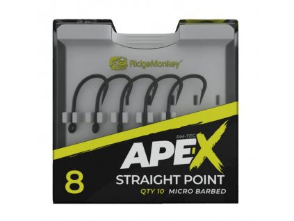 RidgeMonkey háčky Ape-X Straight Point Barbed #8 /10ks