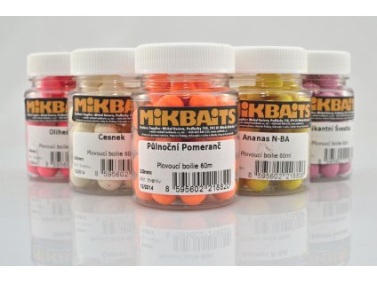 Mikbaits Plovoucí fluo boilie 60ml Půlnoční pomeranč 10mm