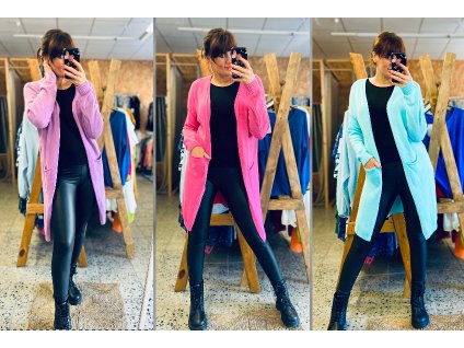 Kardigan s kašmírem (Barva Růžová, Velikost UNI ( M,L,XL))