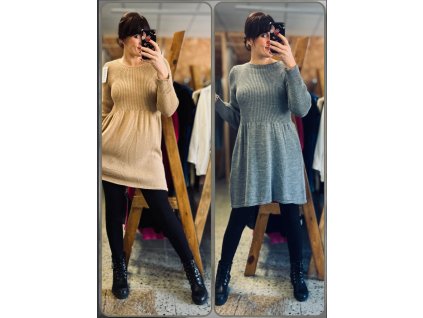Šaty úpletové Christin (Barva Šedá, Velikost UNI (S,M,L,XL))