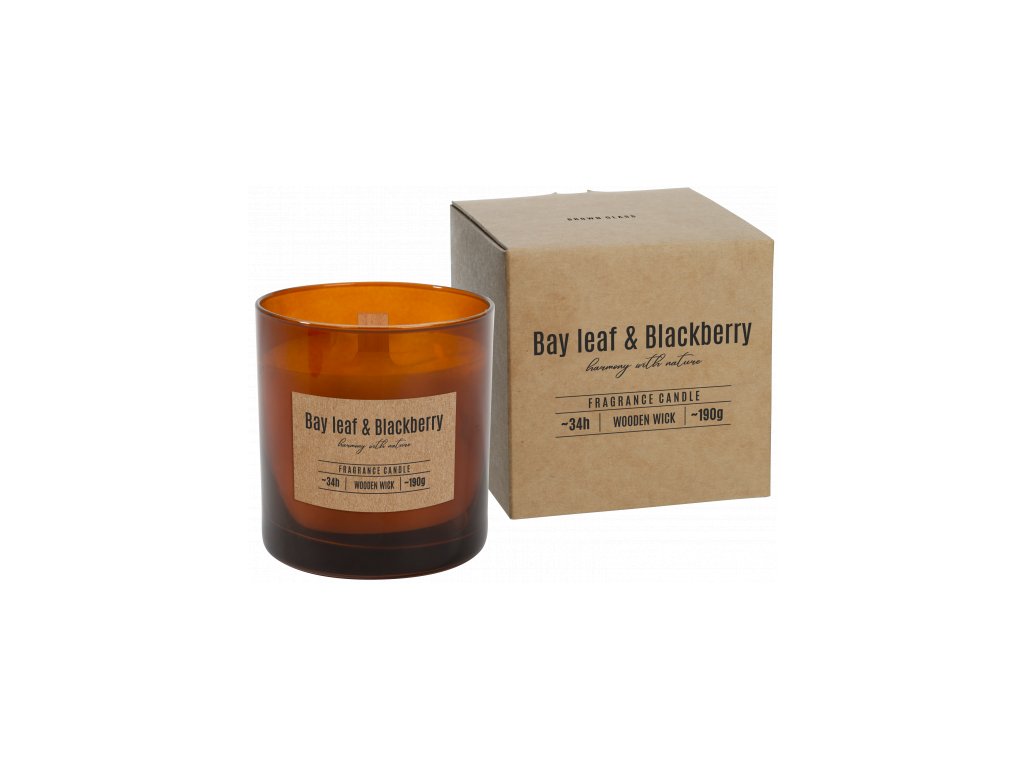 Sviečka v skle drevený knôt 190g VAVRÍN - OSTRUŽINA