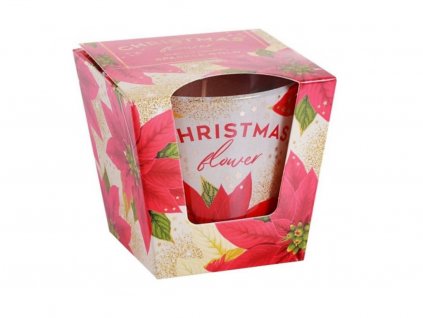 CHRISTMAS FLOWER sparkle gold 115g sviečka v skle Bartek