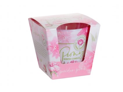 PEONY powder pink 115g sviečka v skle Bartek