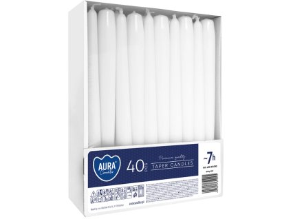 kónicka sviečka biela 40ks