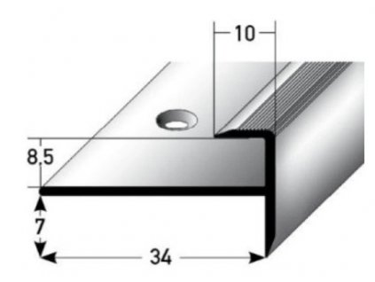 Schodový zásuvný profil s nosem pro krytiny 8,5 mm, aluminium, elox., vrtaný, 270cm