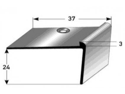 Schodová hrana 24 x 37 x 3 mm Aluminium, elox., vrtaná, 270cm