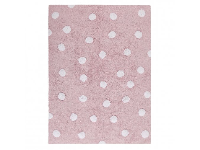 Bio koberec kusový, ručně tkaný Polka Dots Pink-White