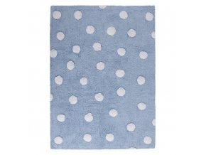 Přírodní koberec, ručně tkaný Polka Dots Blue-White