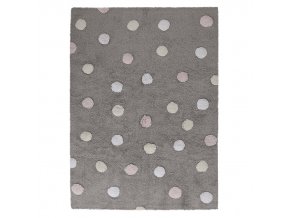 Přírodní koberec, ručně tkaný Tricolor Polka Dots Grey-Pink