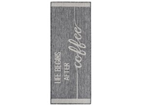 Běhoun Cucina Life Begins After Coffee 105627 Grey Cream