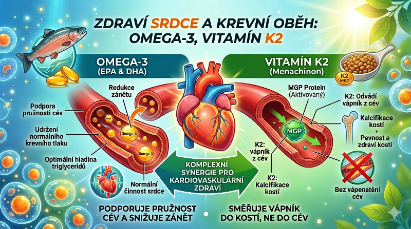Zdraví srdce a krevní oběh: omega-3, vitamín K2 a co říkají studie